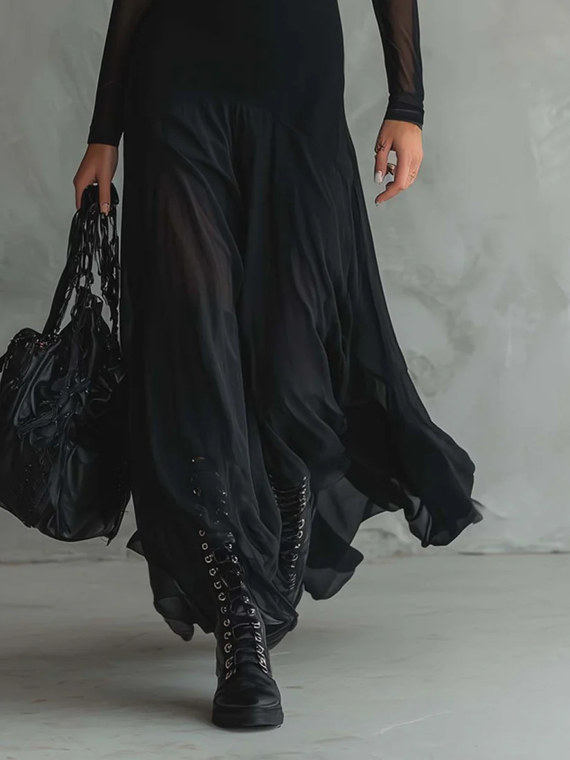 Yedra | Vestido maxi fluido de tul