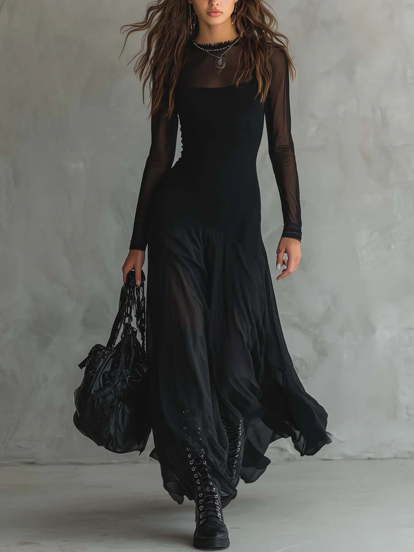 Yedra | Vestido maxi fluido de tul