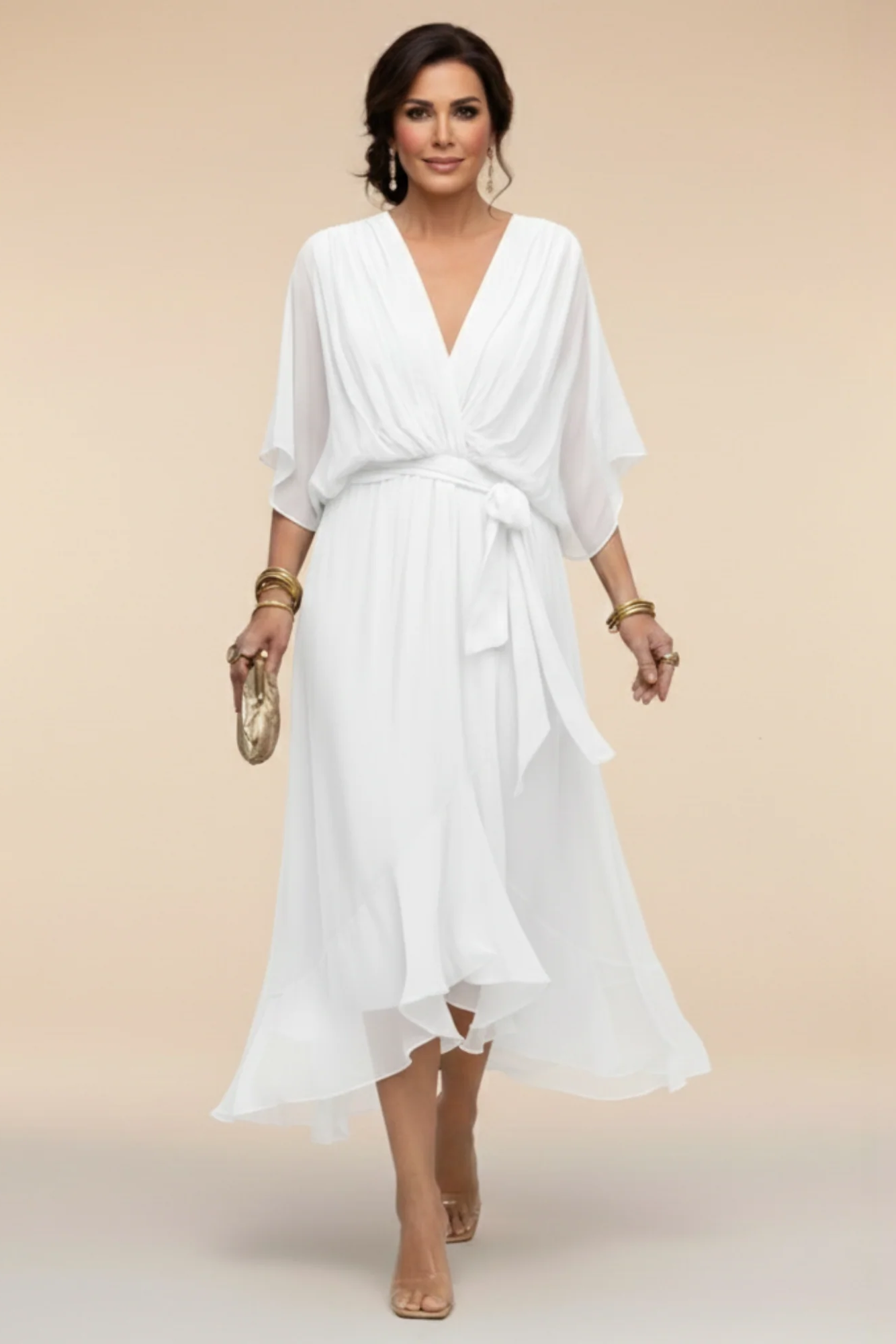 Carmen | Vestido de chiffon con escote en V