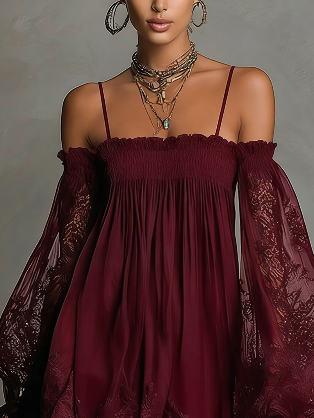 Lucía | Vestido Mini Chifón Encaje Boho