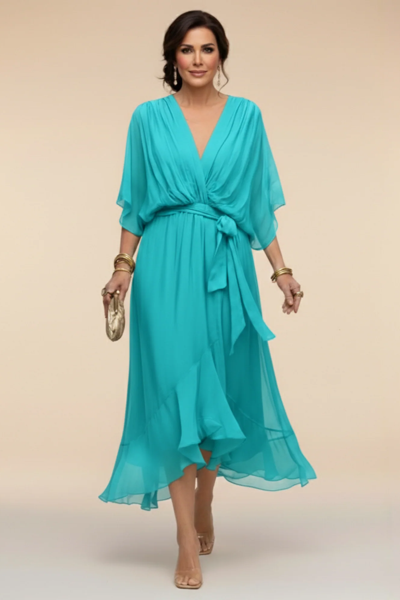 Carmen | Vestido de chiffon con escote en V