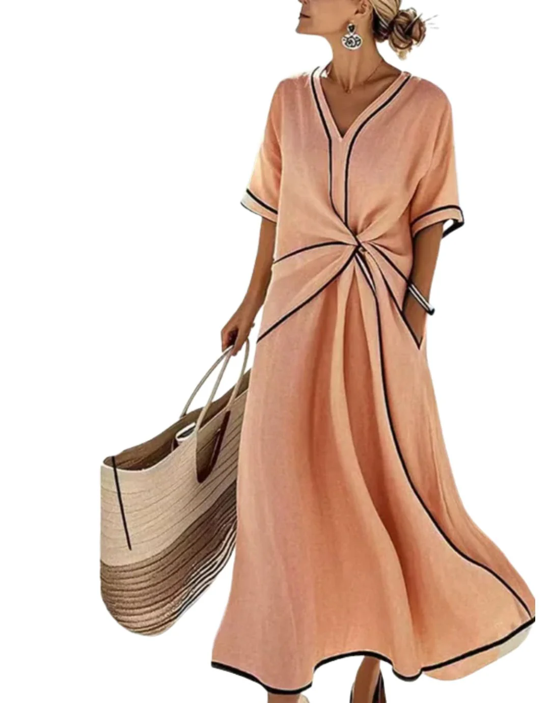 Daniela | Vestido Maxi con Nudo Frontal y Escote en V