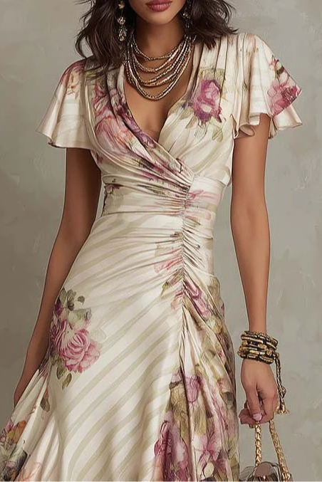 Rocío | Vestido Midi Floral Satén Vintage