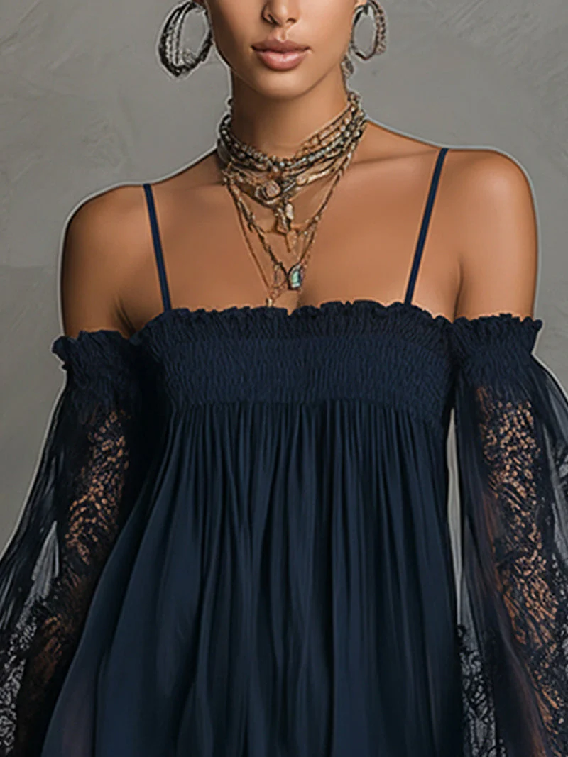 Lucía | Vestido Mini Chifón Encaje Boho