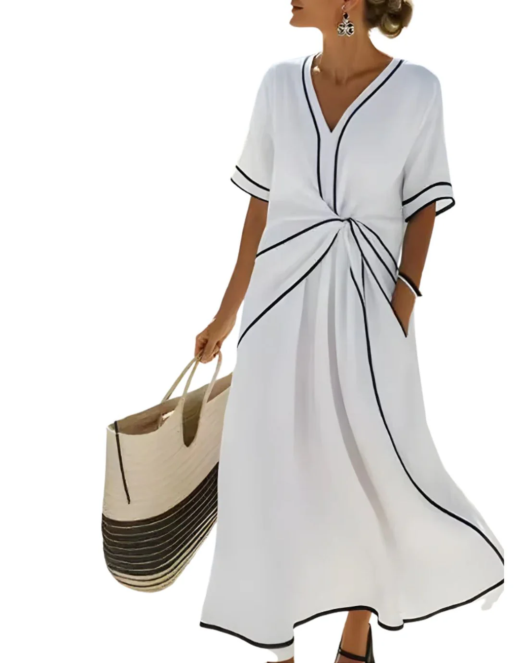 Daniela | Vestido Maxi con Nudo Frontal y Escote en V