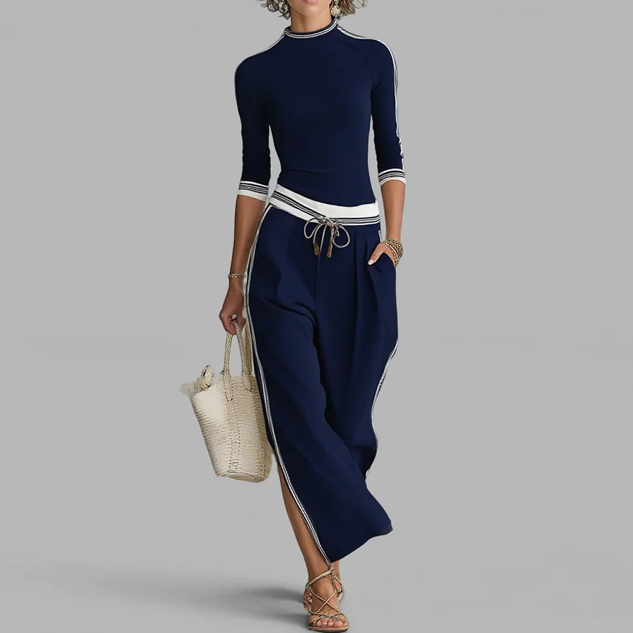 Conjunto Deportivo Elegante Raglán - Camiseta y Pantalón Ancho con Abertura