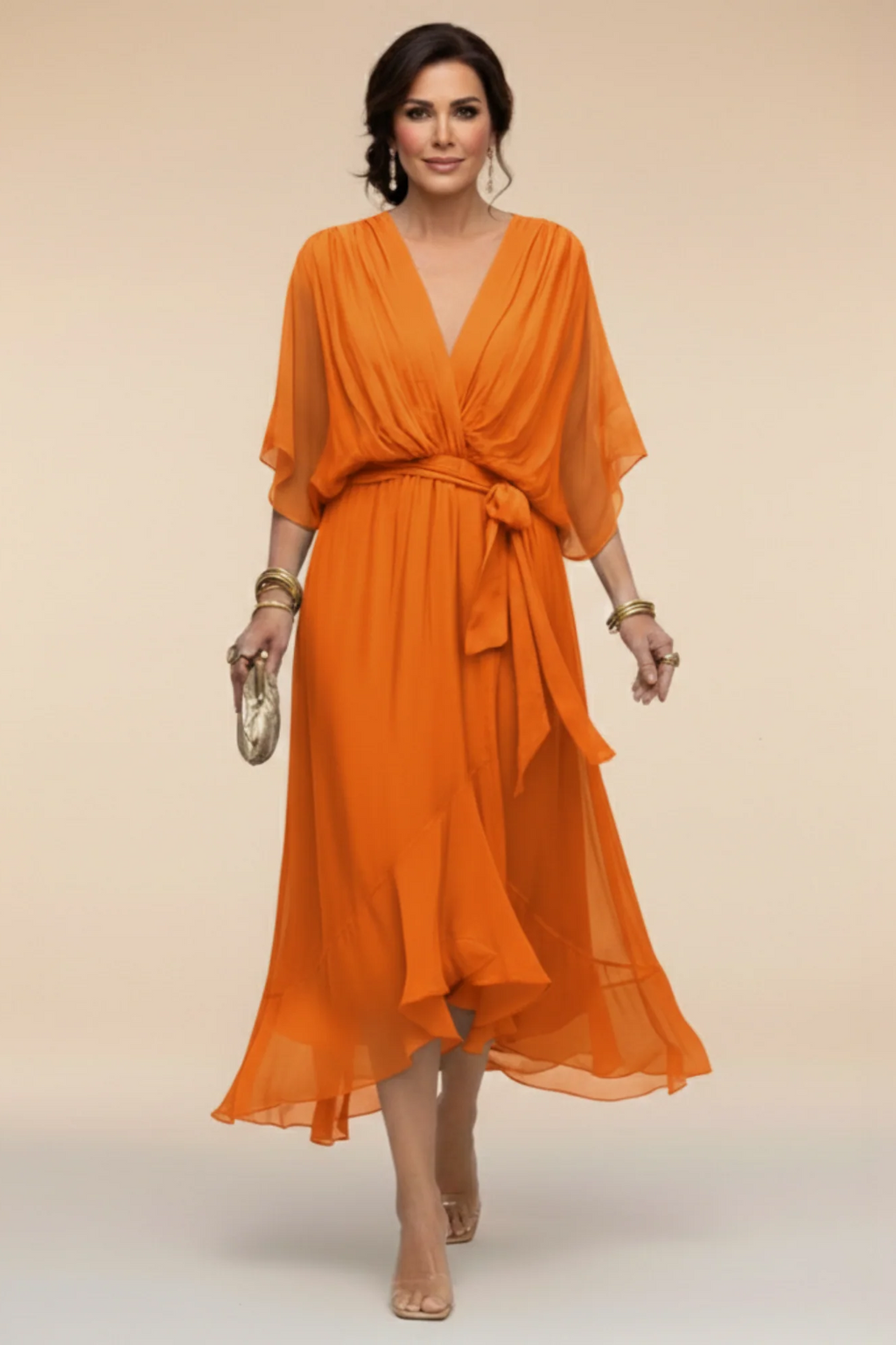 Carmen | Vestido de chiffon con escote en V