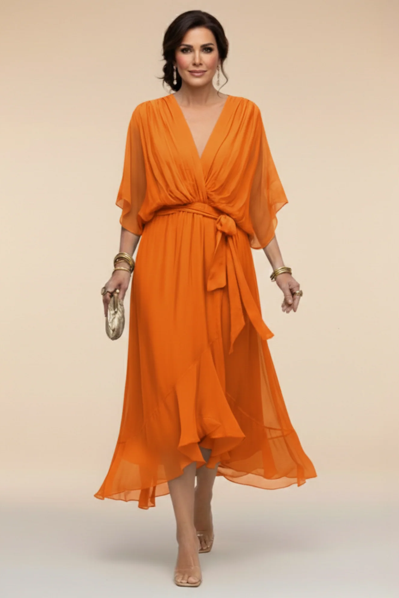 Carmen | Vestido de chiffon con escote en V