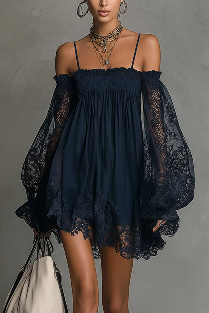 Lucía | Vestido Mini Chifón Encaje Boho