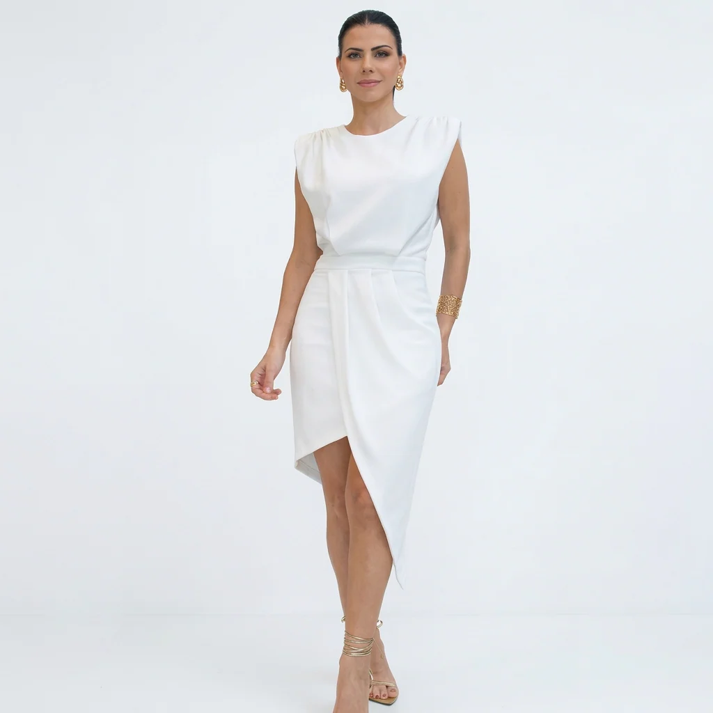 Aurora | Vestido Asimétrico con Hombros Estructurados