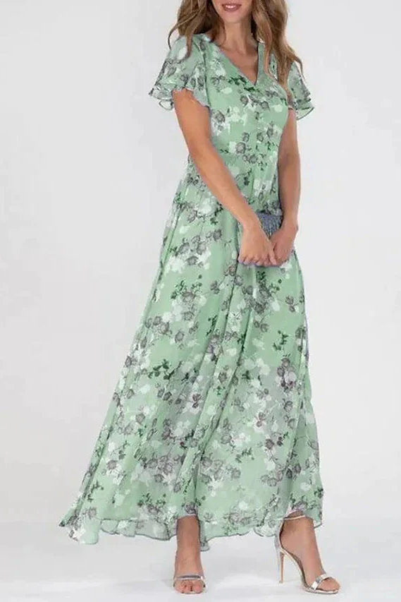 Vestido Glamoroso Floral Maxi | Cubre Abdomen