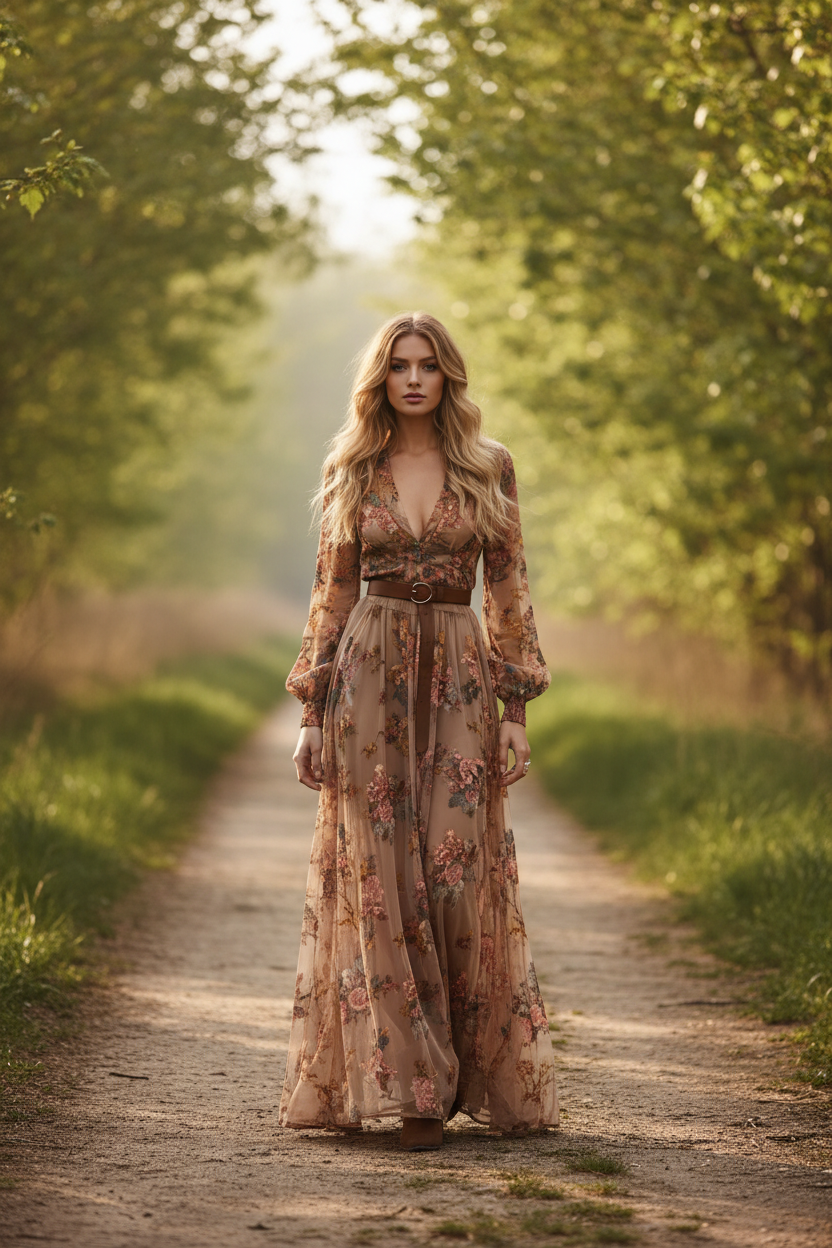 Vestido bohemio beige - Opción 1