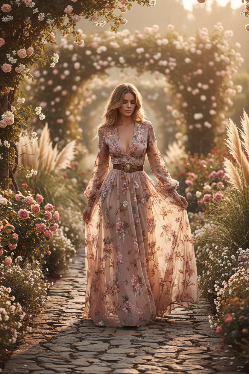 Vestido bohemio beige - Opción 2
