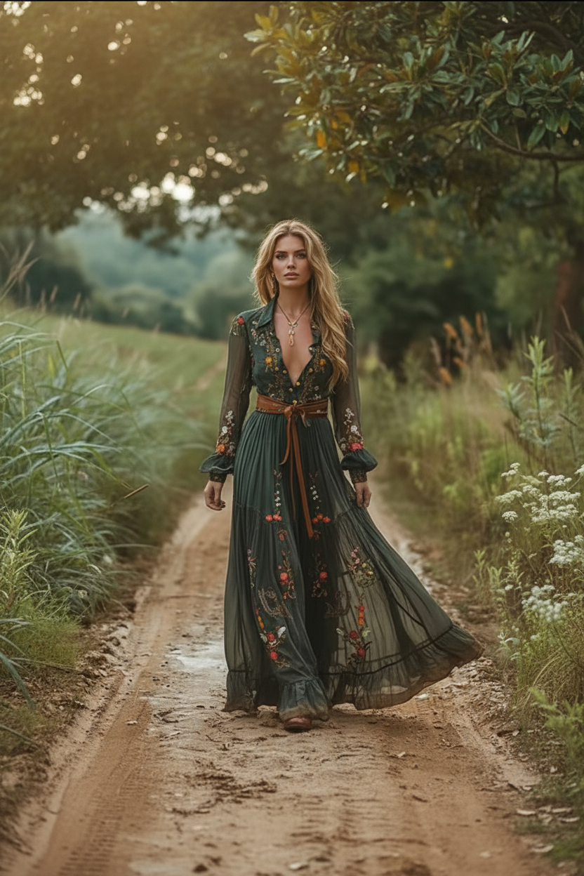 Vestido bohemio verde - Opción 3