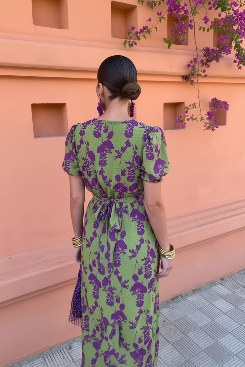 Vestido verde floral opción 3