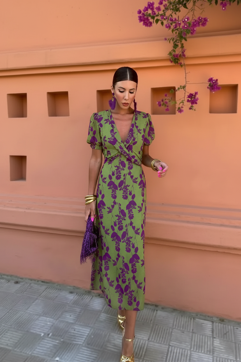 Vestido verde floral - réplica 2